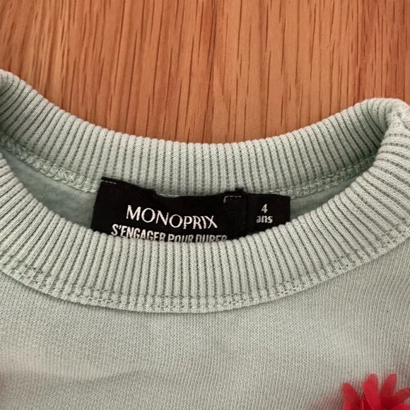 Monoprix (French) Floral Embroidered Sweatshirt 4Y - Picture 3 of 3